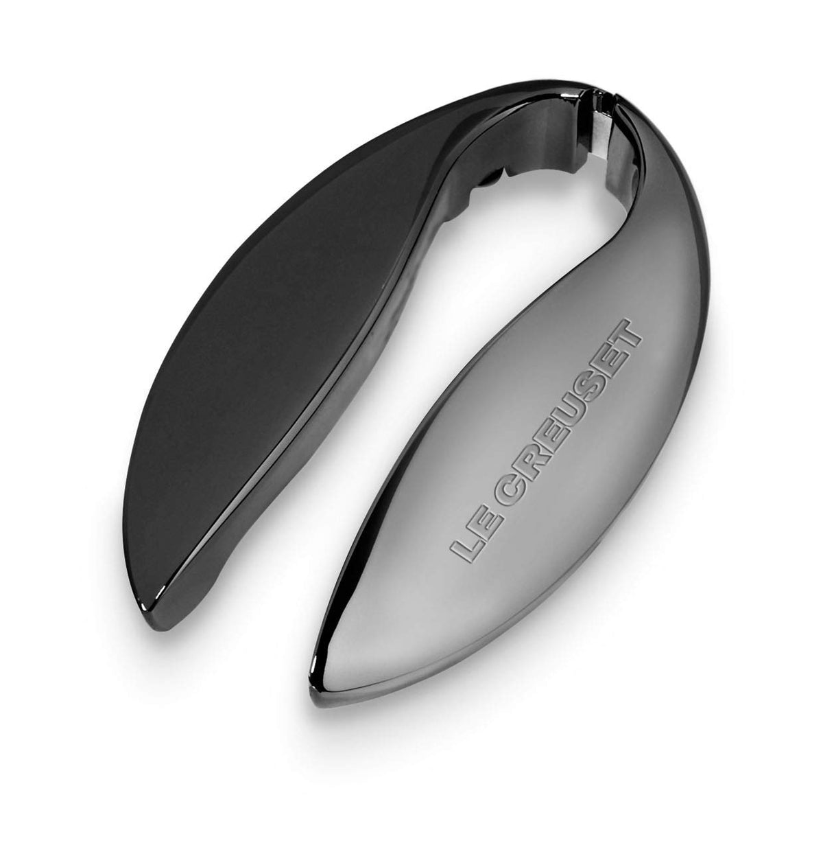 Le Creuset coupe-capsule face avant montrant la finition nickel noir et design élégant