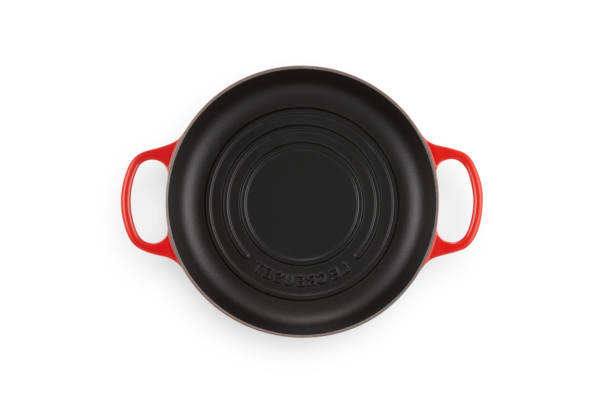 Le Creuset intérieur mat satin montrant surface facile à nettoyer et patine utile