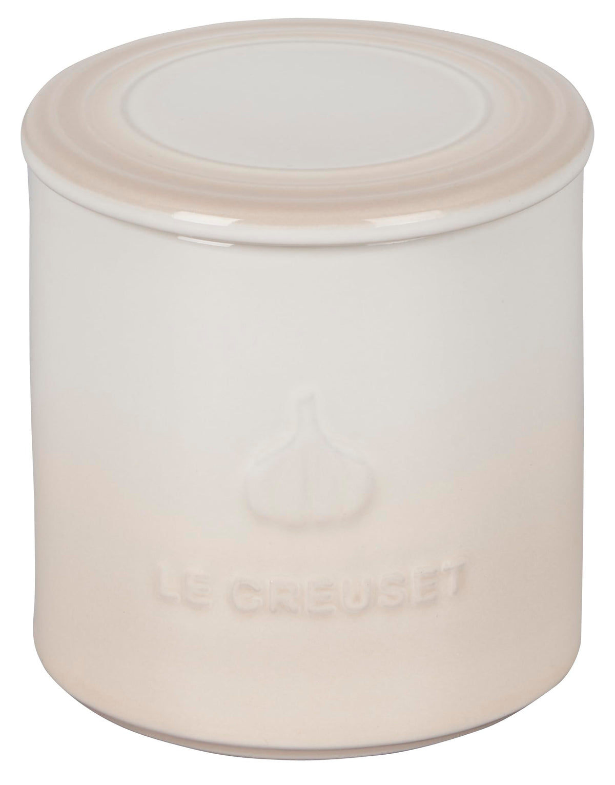 Le Creuset pot à ail vue avant affichant design et praticité