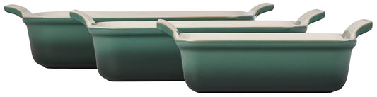 Ensemble Le Creuset trois tailles empilées pour polyvalence et gain de place