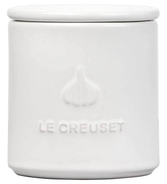 Le Creuset pot à ail face blanche élégant garde fraîcheur et style