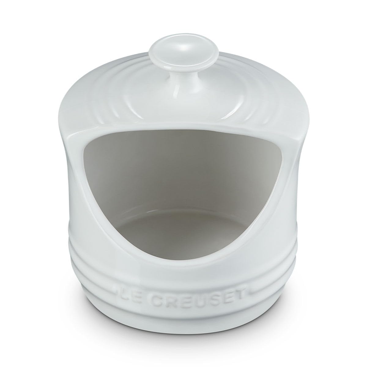 Le Creuset pot à sel face blanche accès rapide et esthétique