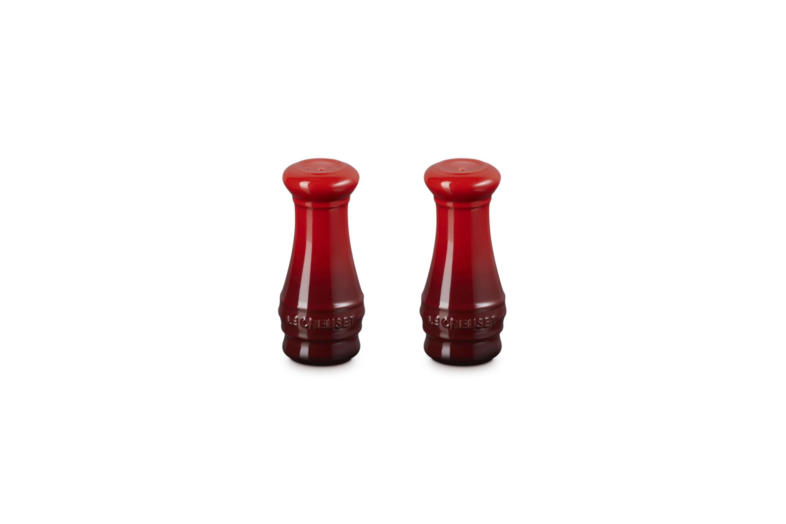 Le Creuset salière et poivrière face, design Cerise et finition durable