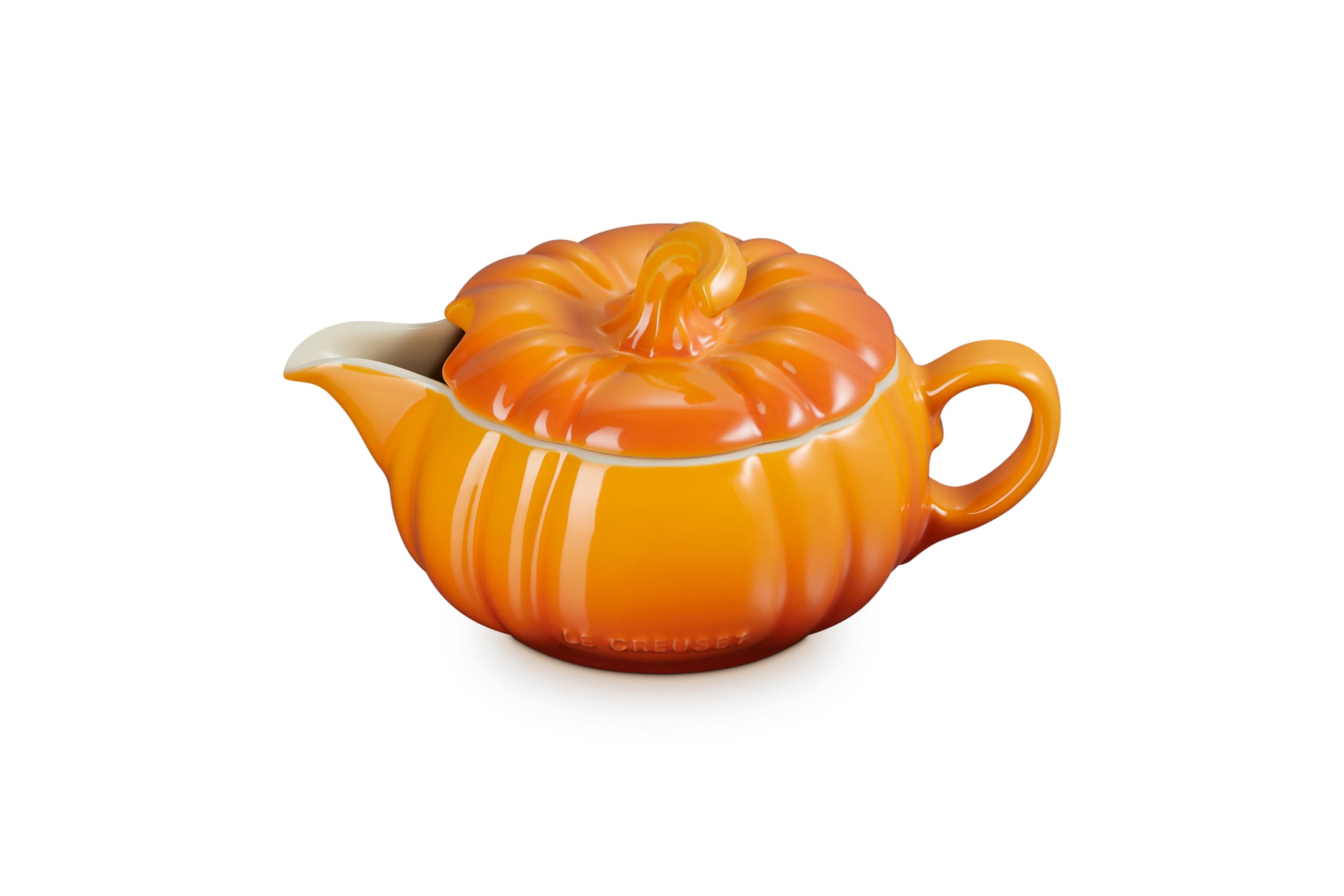 Le Creuset saucière citrouille profil, bec verseur anti-goutte pratique