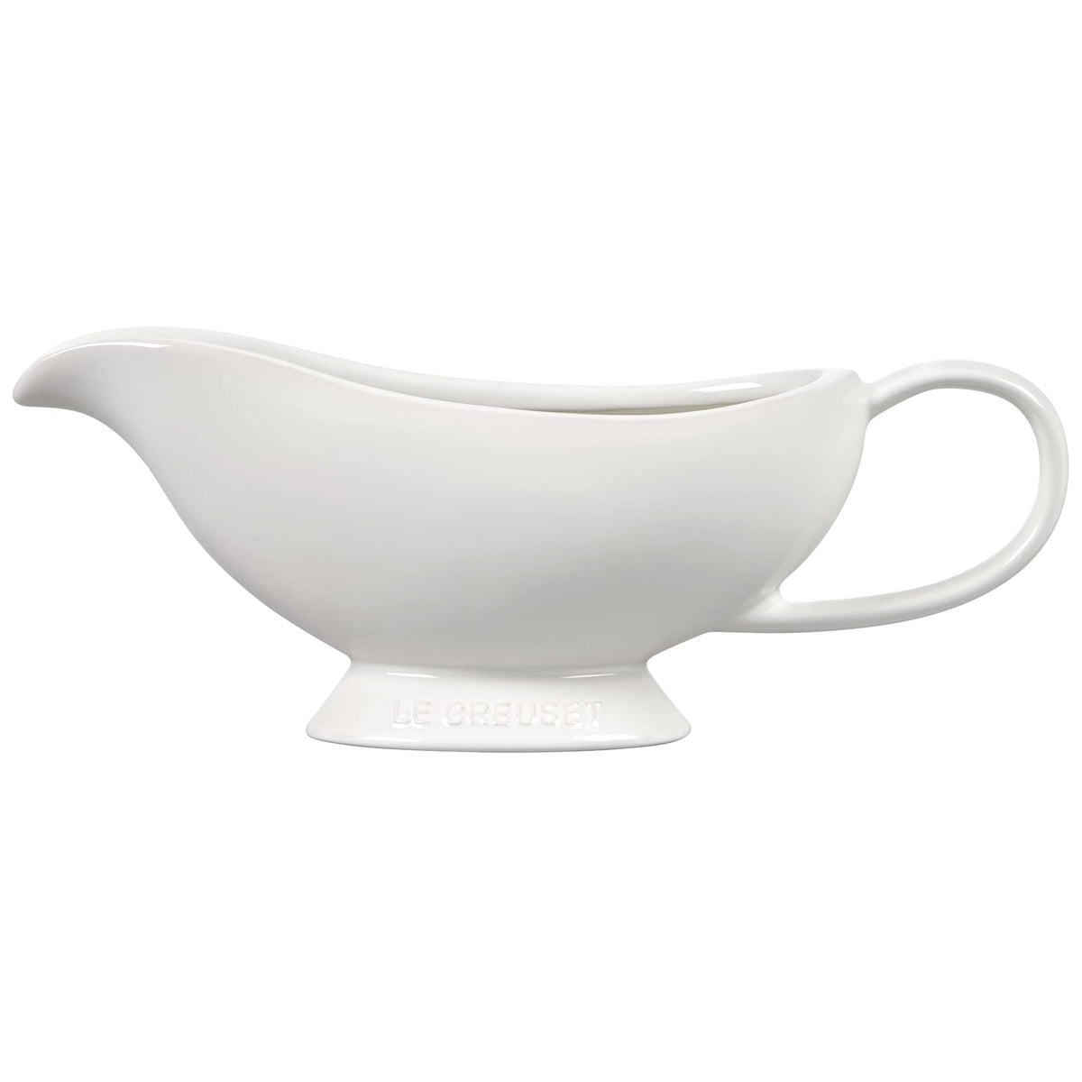 Le Creuset saucière Heritage face montrant son design élégant et la finition résistante
