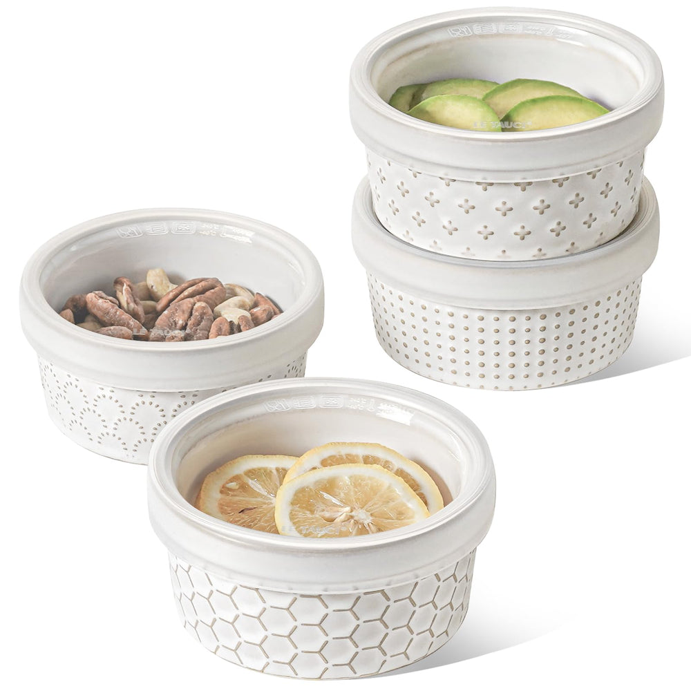 LE TAUCI vue de face du ramekin blanc pour présentations élégantes