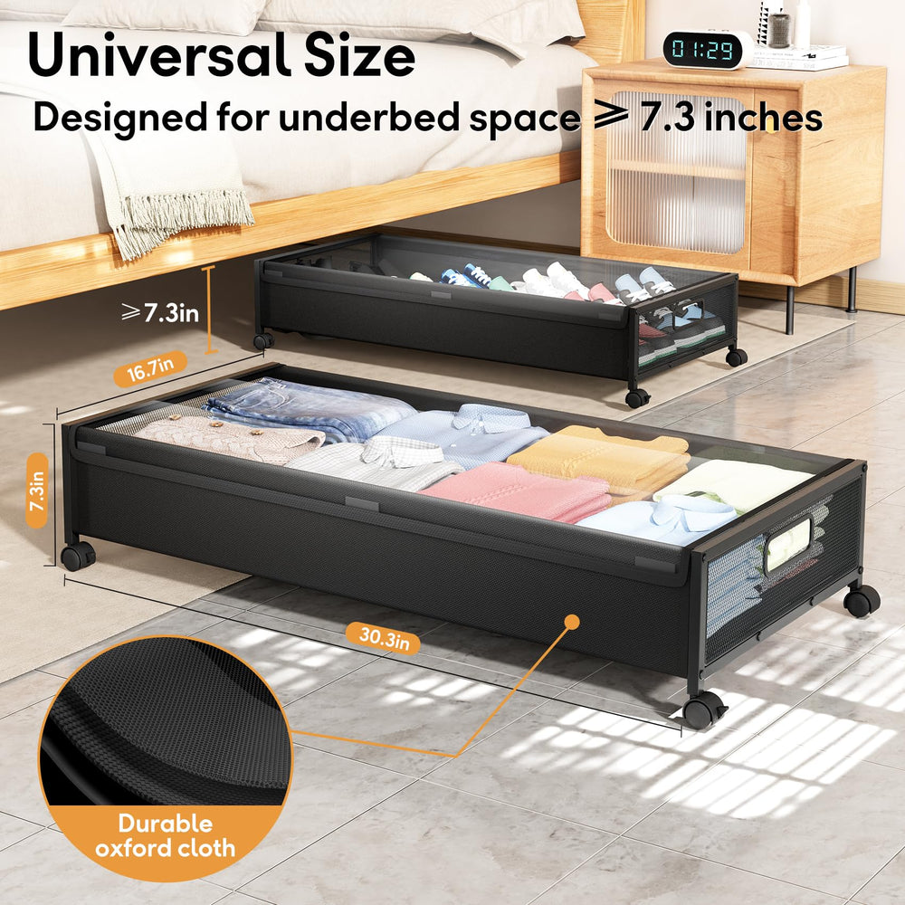LeArex bac sous-lit en usage rangé avec chaussures pratiques