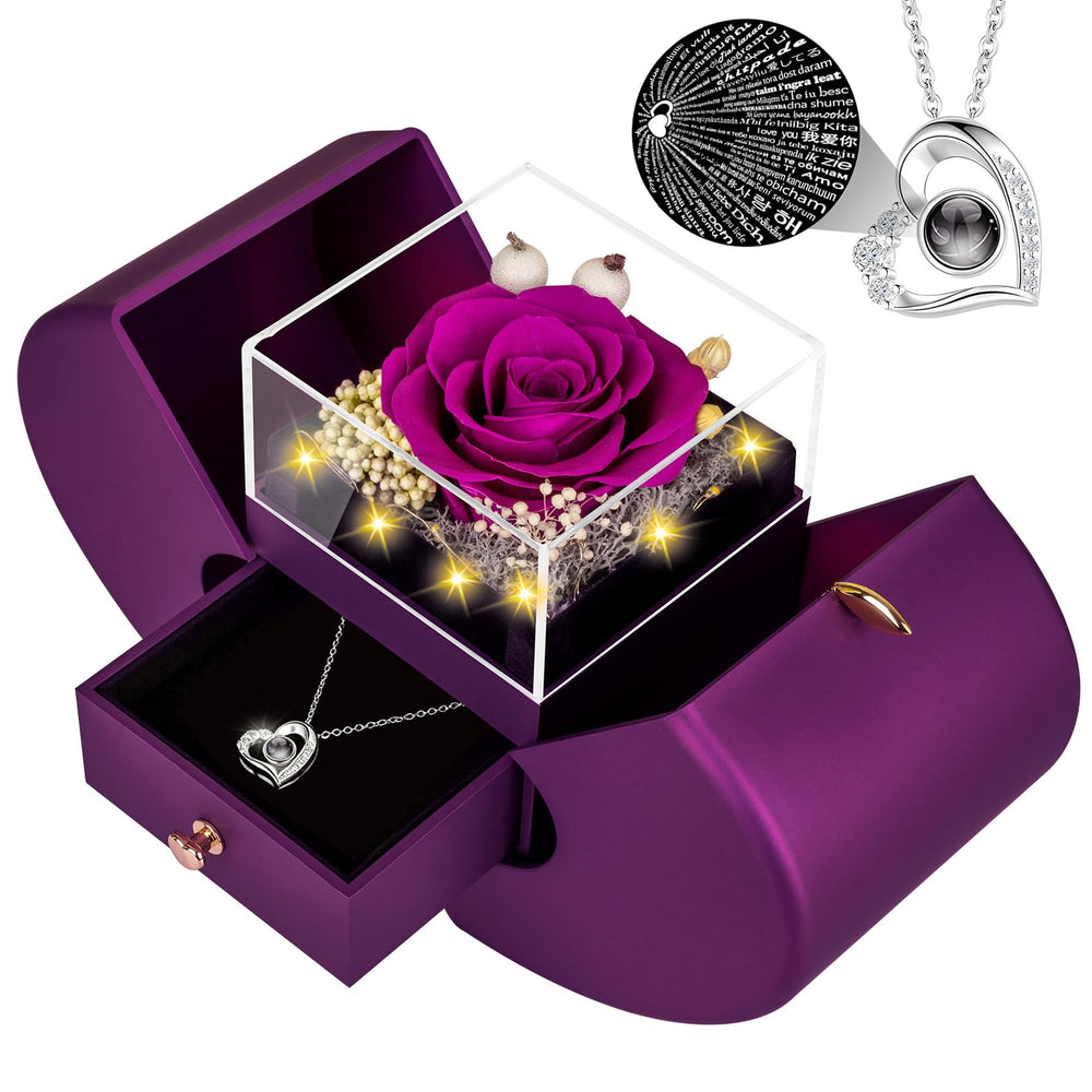 Lebana coffret face ouverte montrant la rose illuminée et présentation élégante