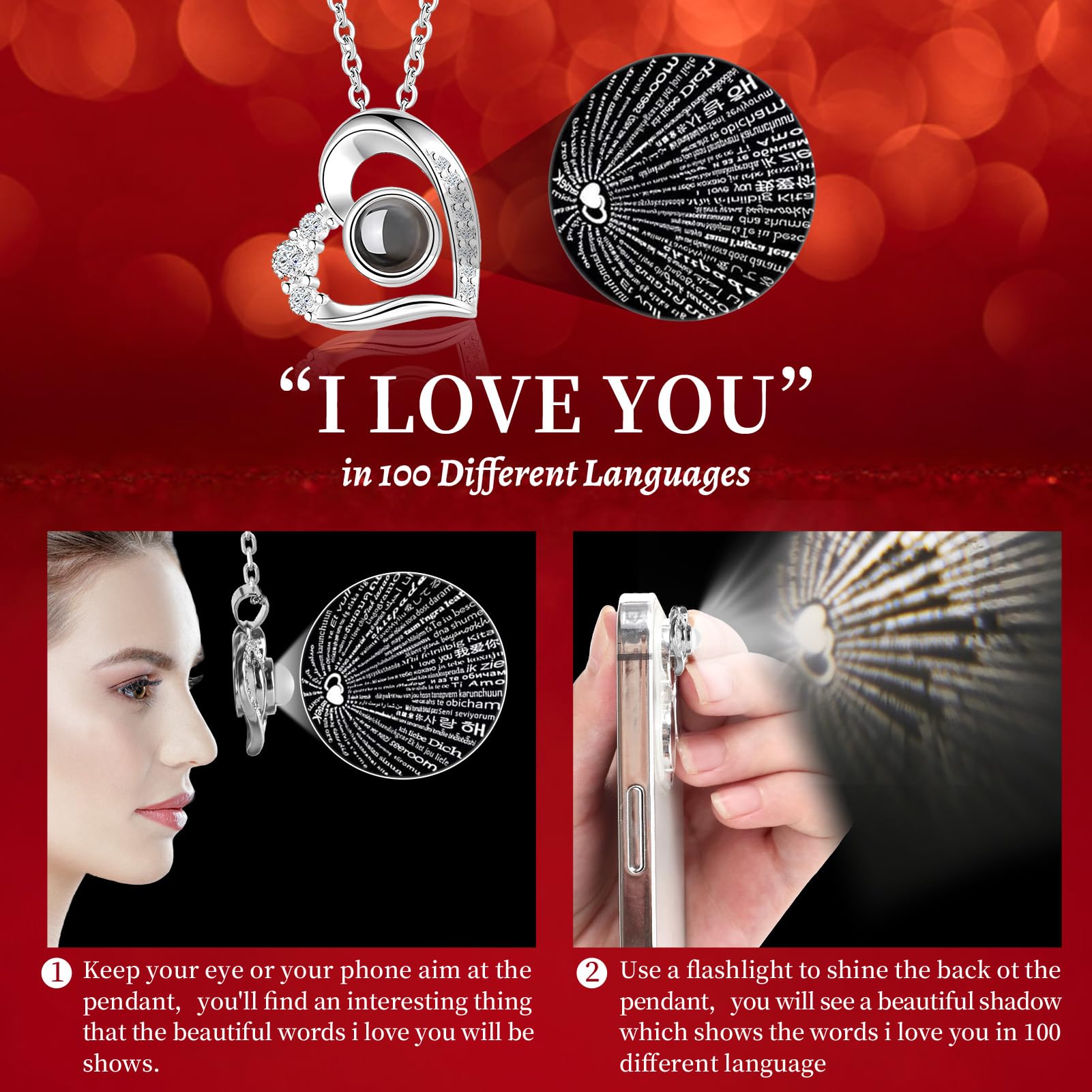 Lebana détail du collier pendentif montrant la lentille et mystère romantique