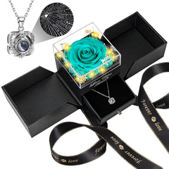 Lebana rose bleue en boîte, présentation prête à offrir pour un cadeau durable