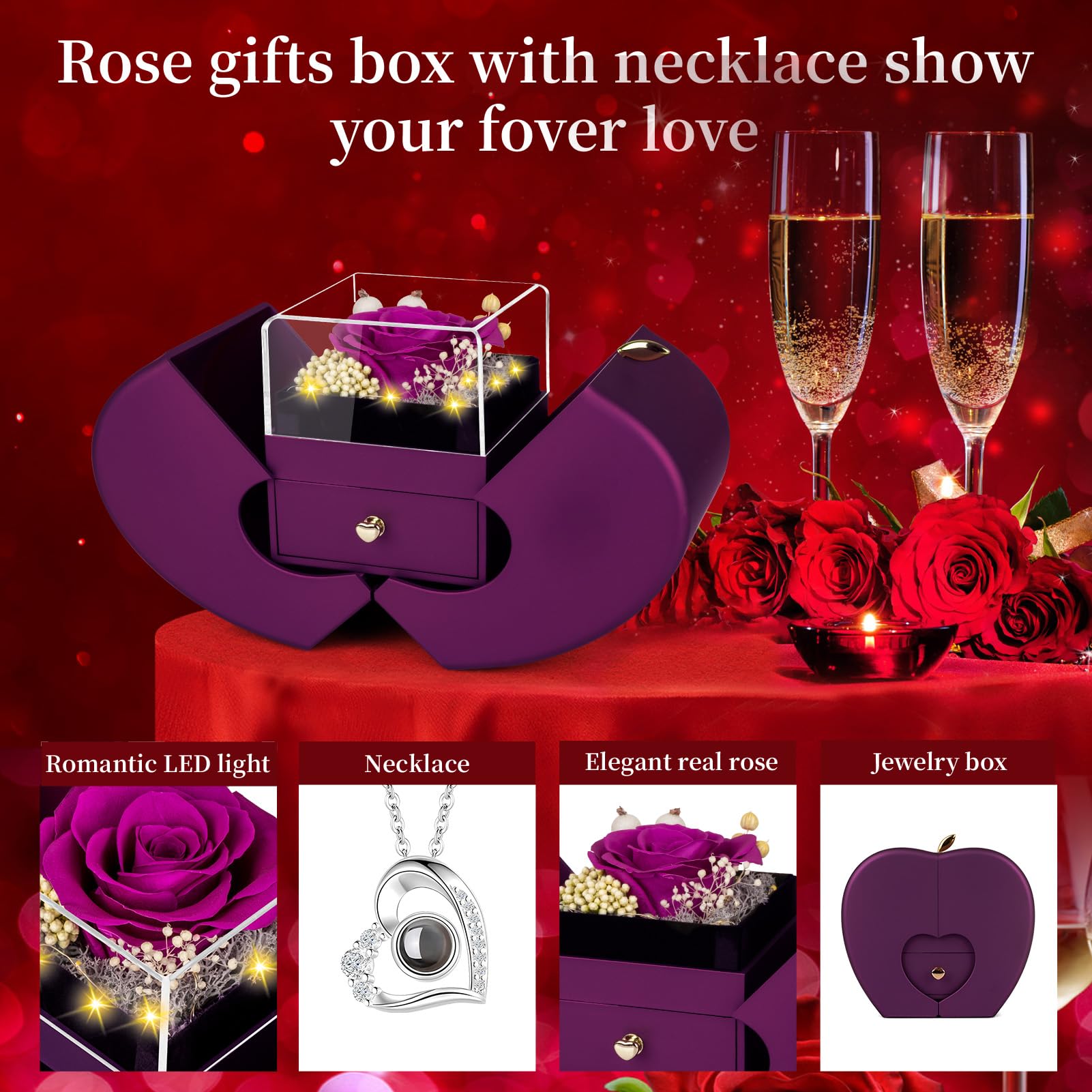 Lebana gros plan sur la rose préservée violette soulignant sa texture durable