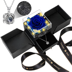 Lebana rose préservée dans son coffret face visible, cadeau élégant durable