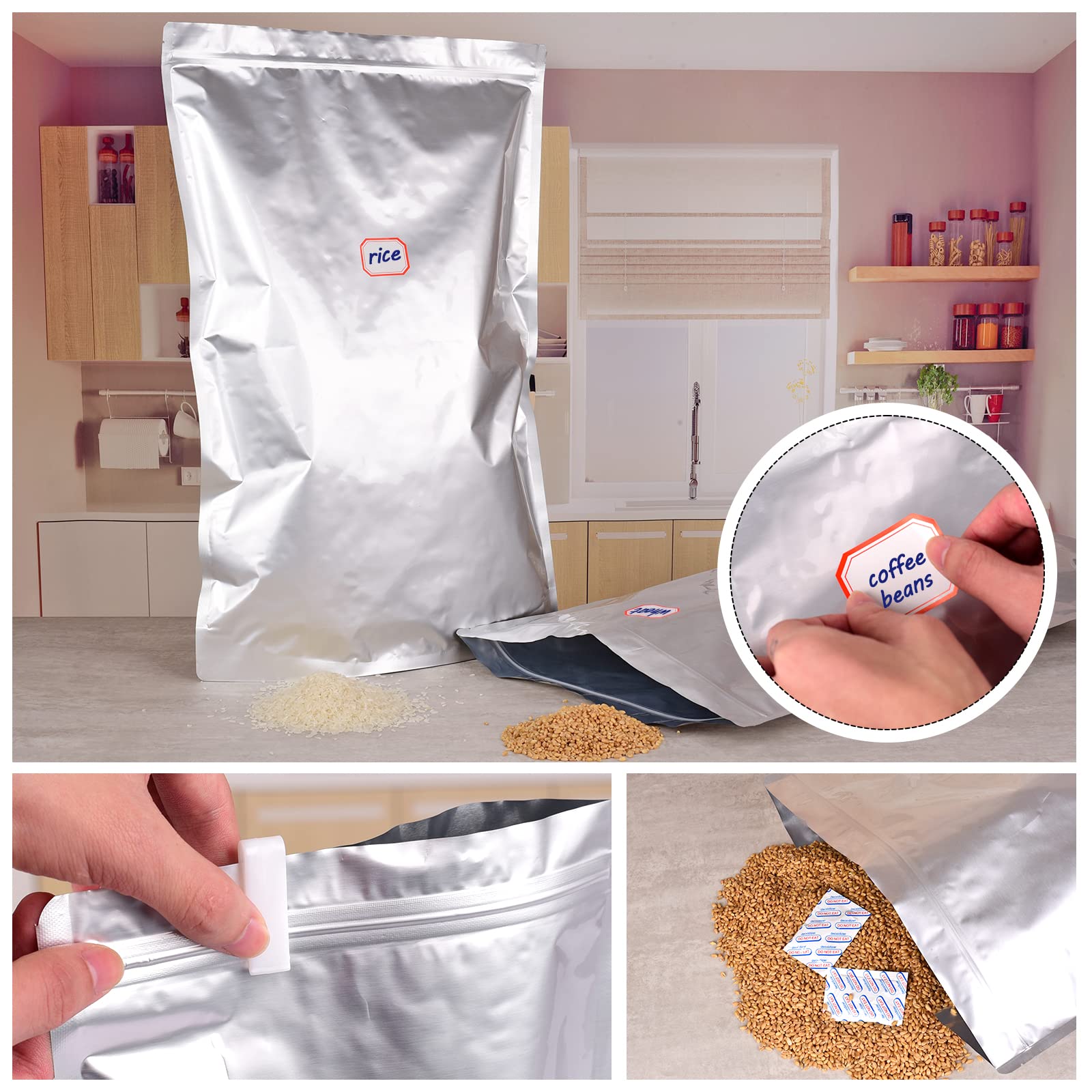Leboduo sac rempli de riz en usage montrant capacité et rangement pratique