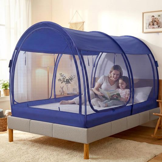 LEEDOR face avant de la tente lit montrant entrée facile et protection anti-insectes