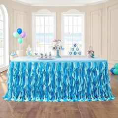leegleri jupe de table bleu face montrant effet océan et ambiance festive