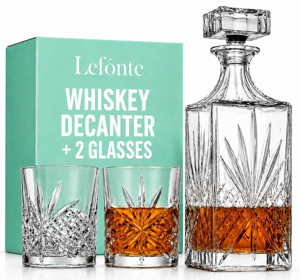 Lefonte decanter face avant mettant en valeur l'élégance pour servir