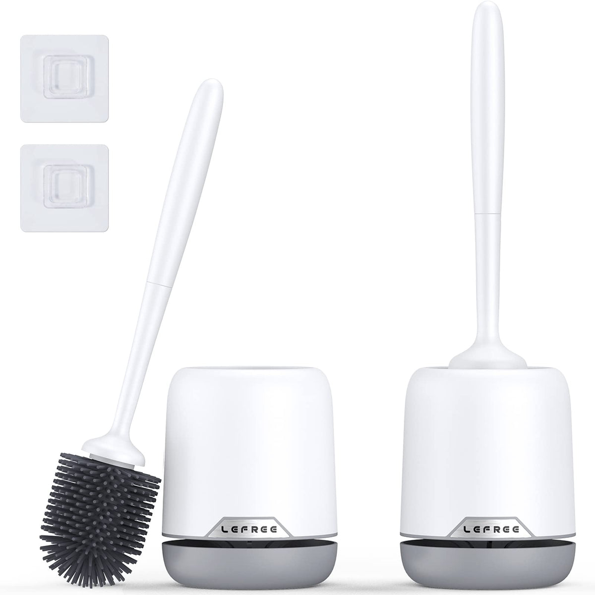 Lefree vue avant du pack complet deux brosses et supports, rangement propre