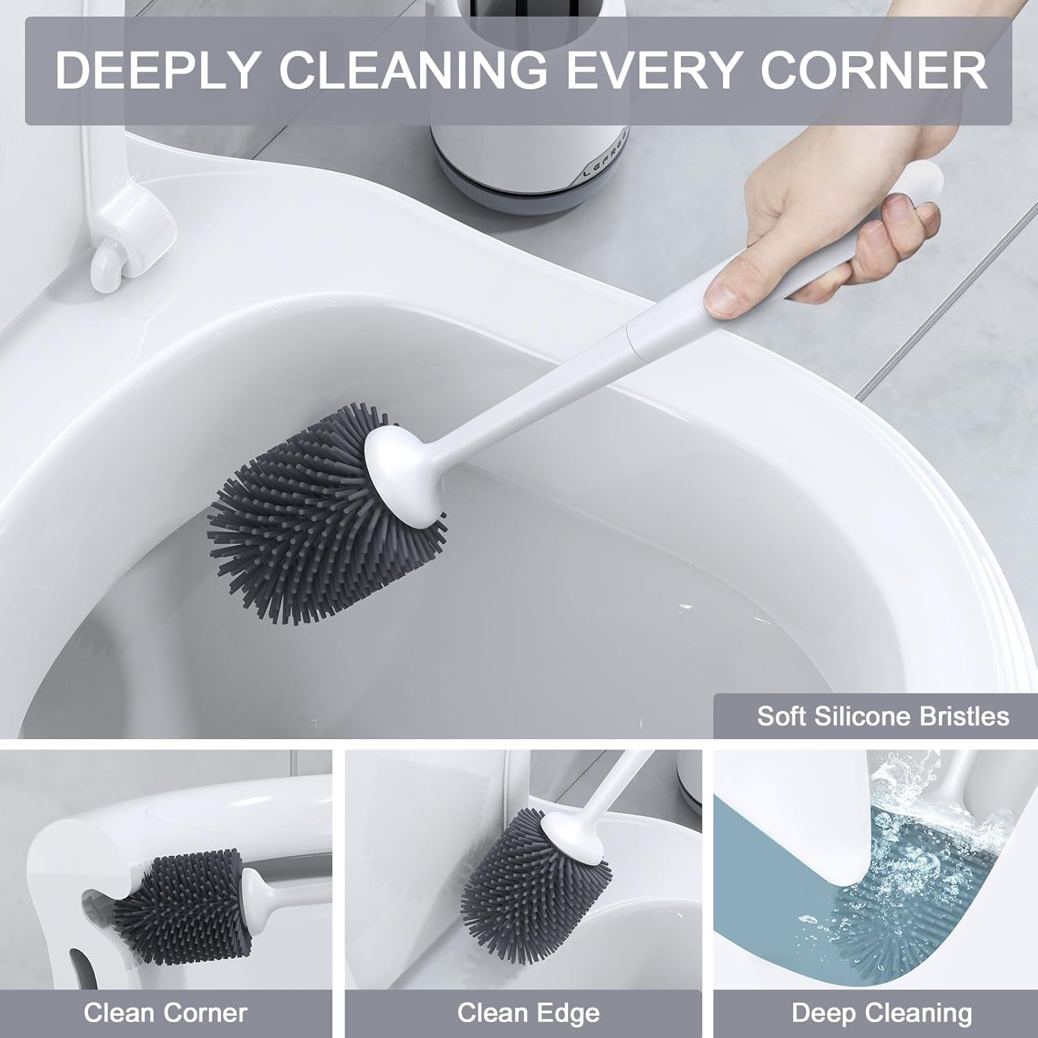 Lefree brosse en usage dans une cuvette pour nettoyage 360° sans rayures