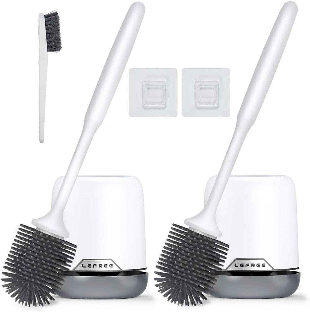 Lefree ensemble complet deux brosses WC et supports pour gain de place