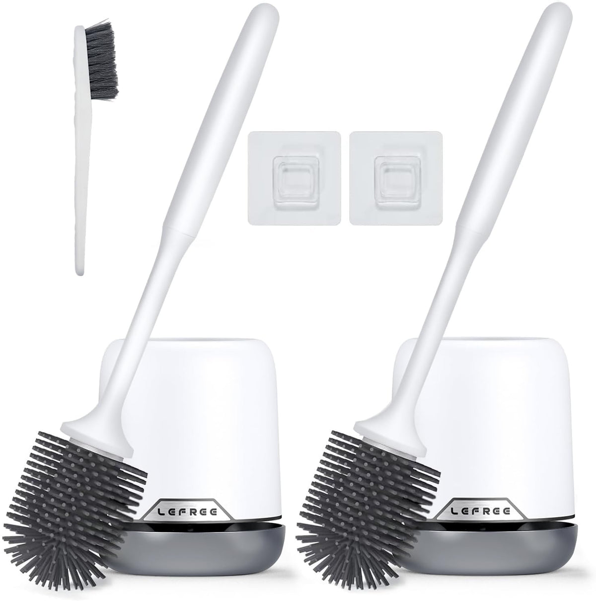 Lefree ensemble complet deux brosses WC et supports pour gain de place