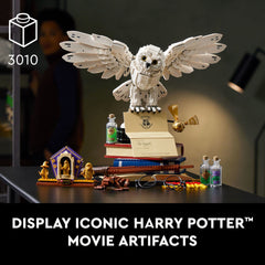 LEGO gros plan des mini‑figurines dorées Dumbledore McGonagall Hagrid, valeur collector