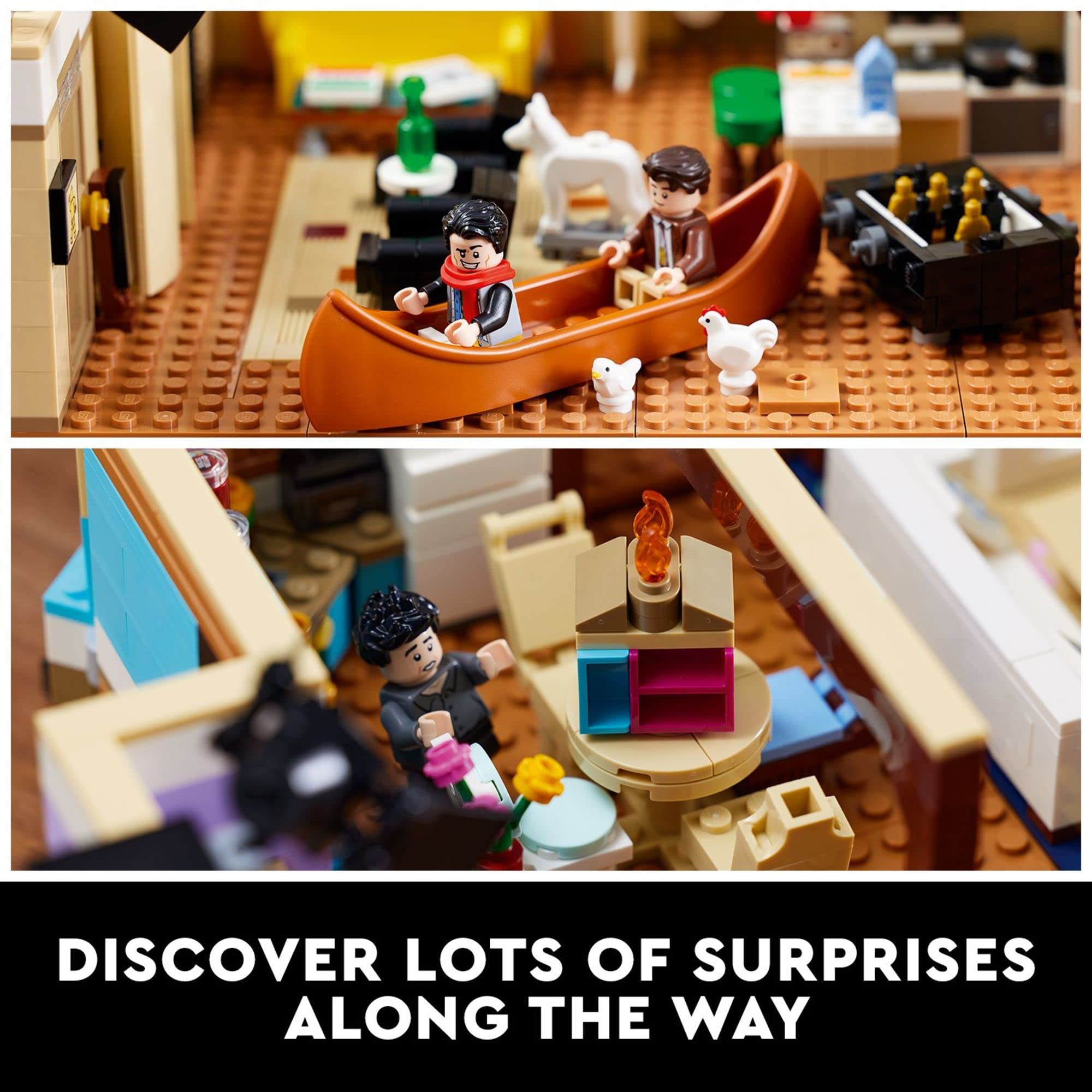 LEGO Icons Joey avec la dinde évoquant la scène Thanksgiving amusante