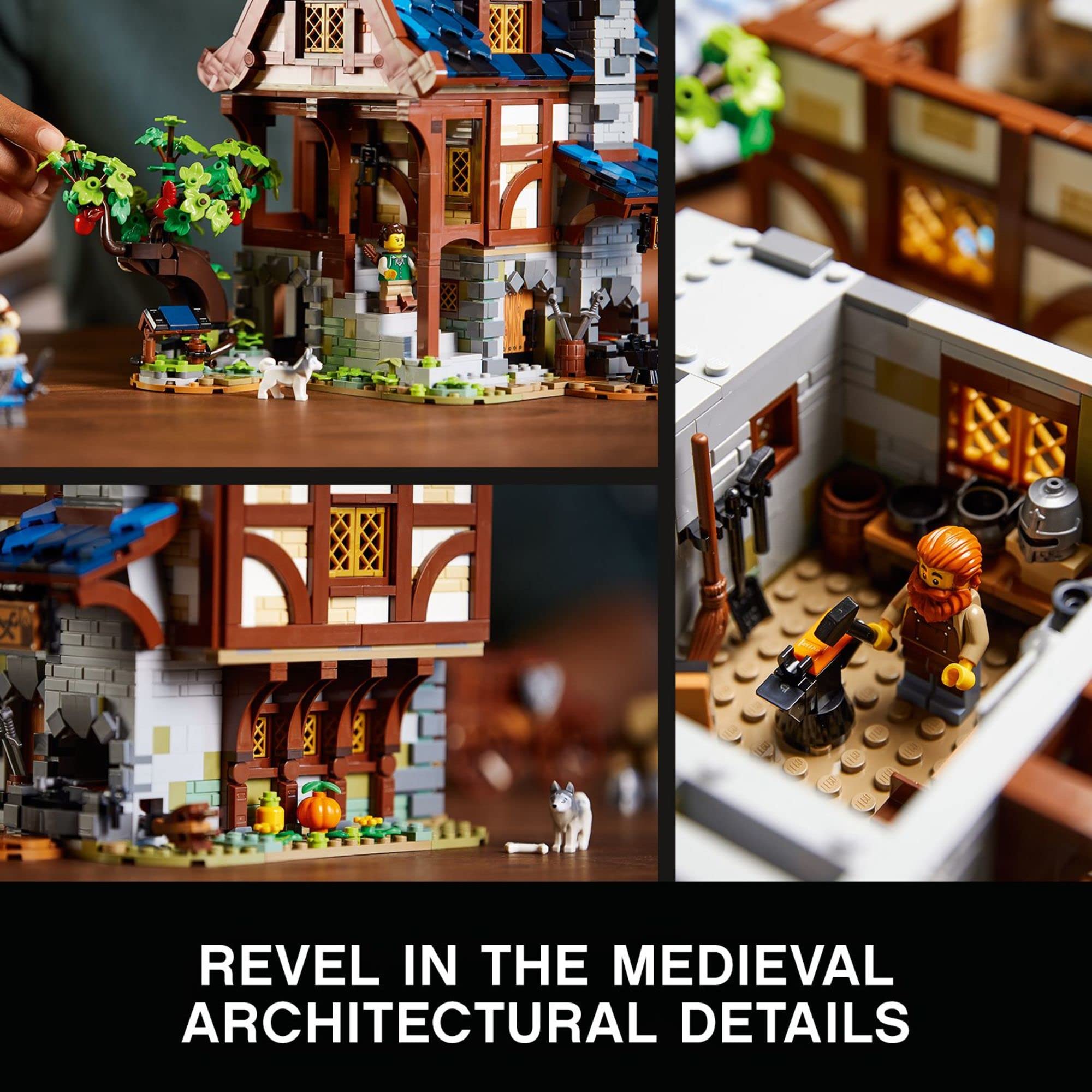 LEGO intérieur chambre et cuisine aménagés, détails soignés pour photos