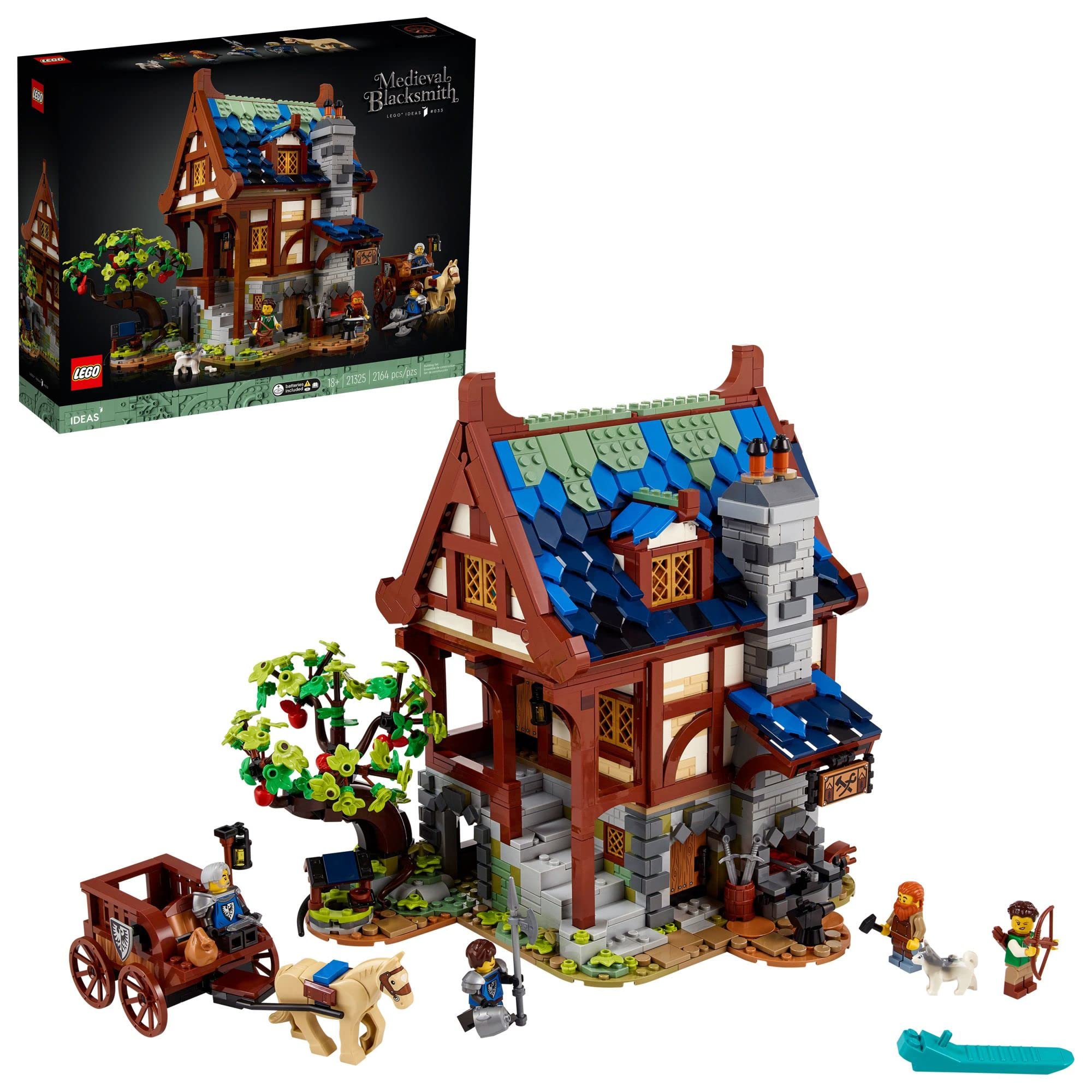 LEGO vue de face de la maison-atelier médiévale, belle pièce décorative