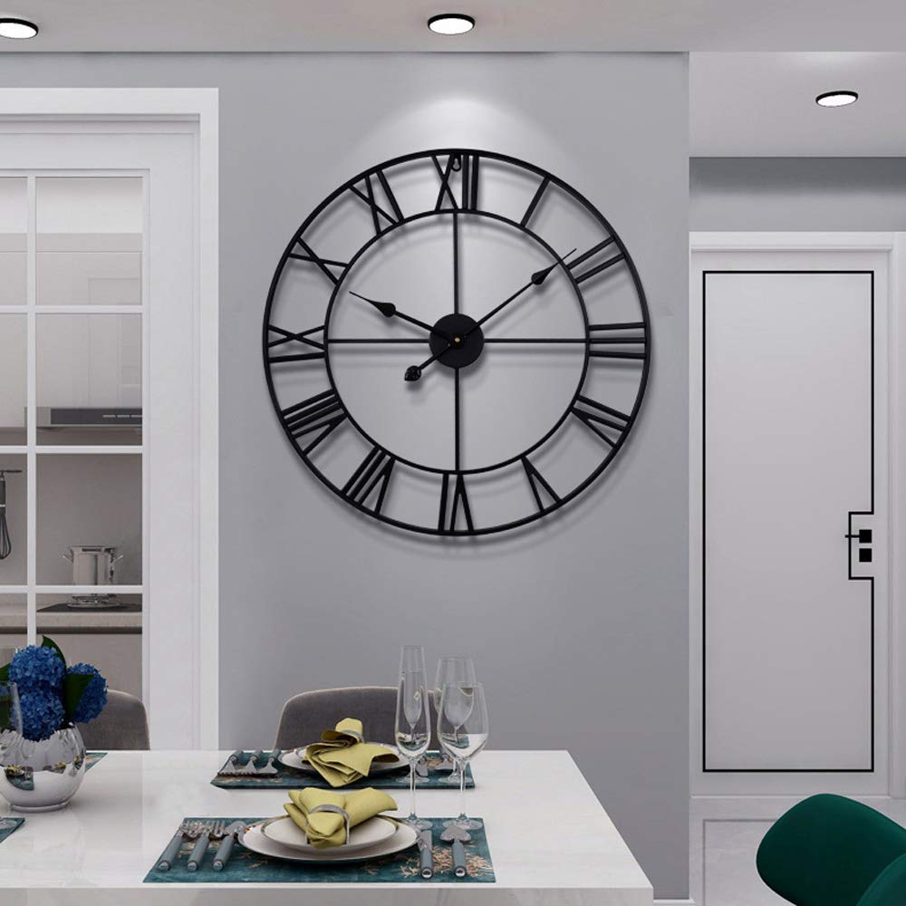 LEIKE horloge murale face complète noir, impact visuel élégant
