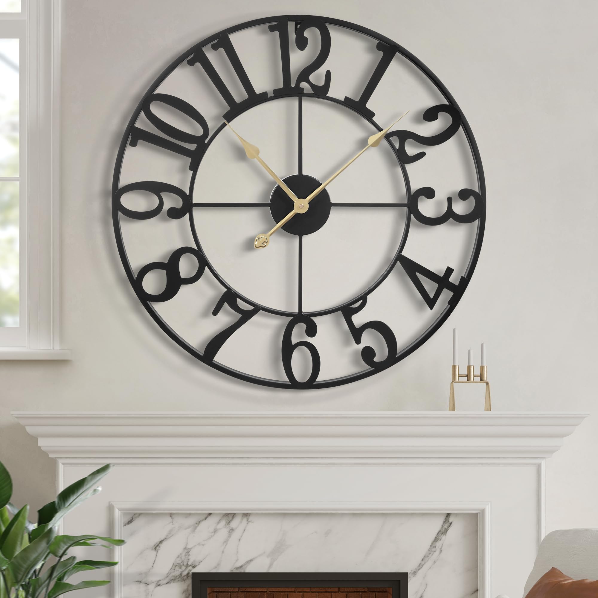 LEIKE horloge face entière noir rétro, lisibilité optimale