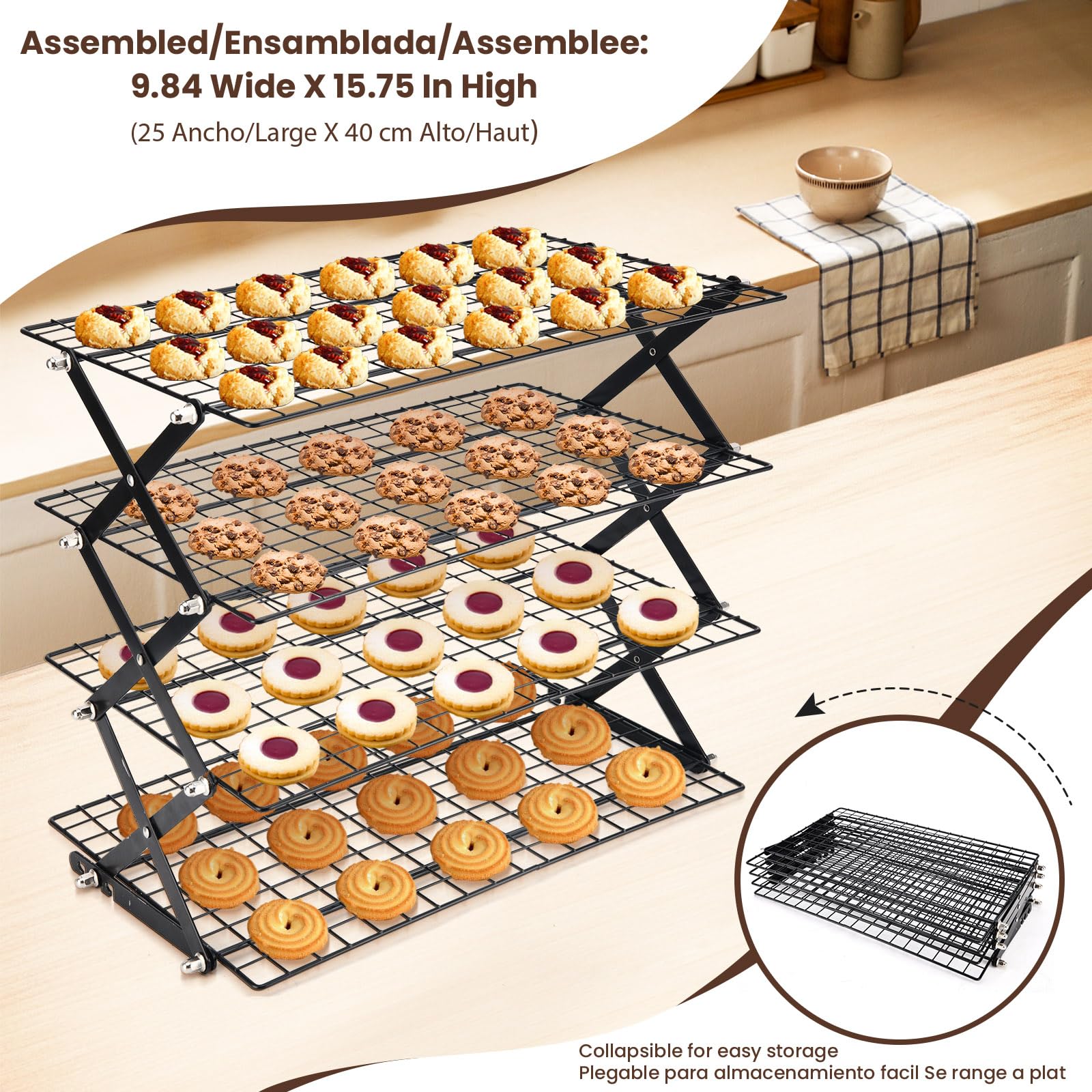LEIMO KPARTS grille 4 niveaux chargée pour refroidir plusieurs fournées