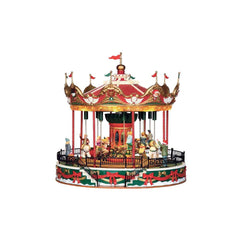 Lemax Santa Carousel échelle comparative montrant taille adaptée aux villages