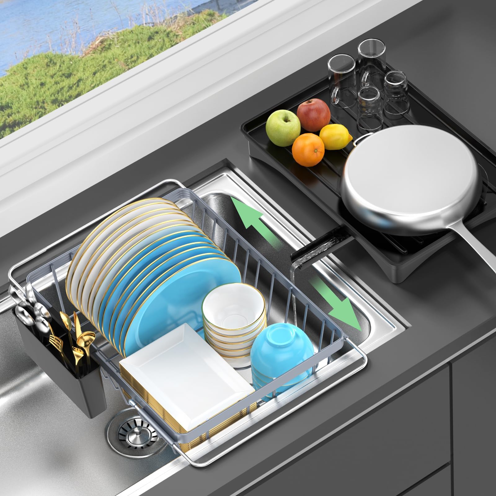 LEMIKKLE égouttoir chargé d'assiettes et couverts optimisant rangement