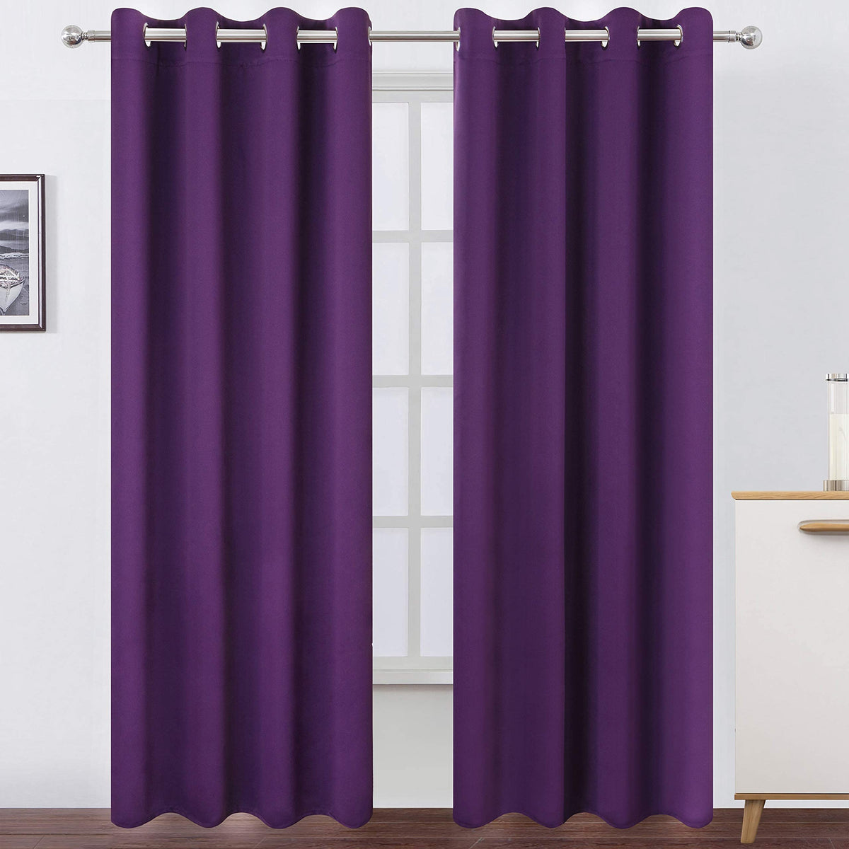 LEMOMO rideau violet panneau face montrant finition et style pour obscurité