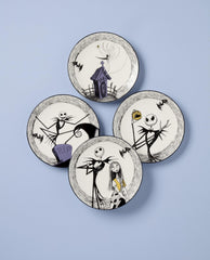 Ensemble de quatre assiettes Lenox Nightmare Before Christmas pour servir amuse-bouches festifs