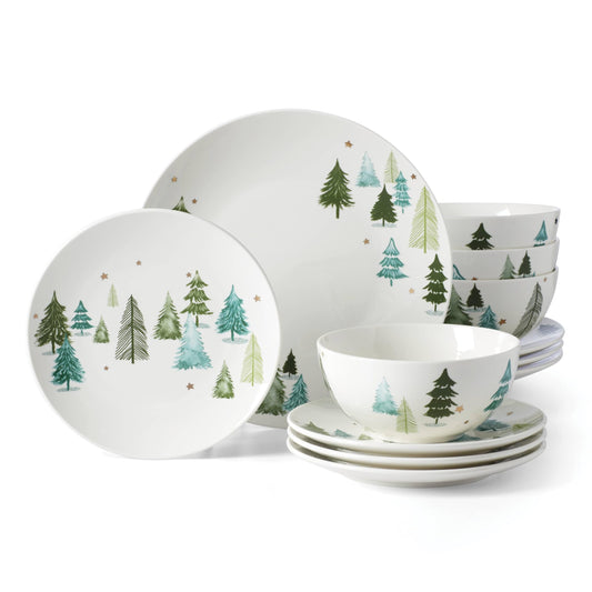 Lenox assiette dîner face avec motif sapins pour table élégante