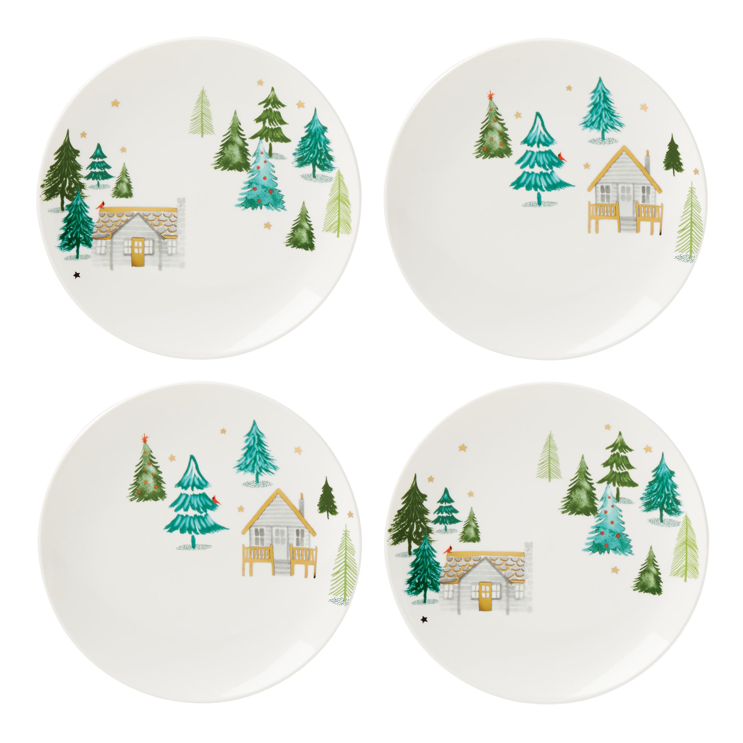 Lenox assiette face montrant scène hivernale et utilité festive