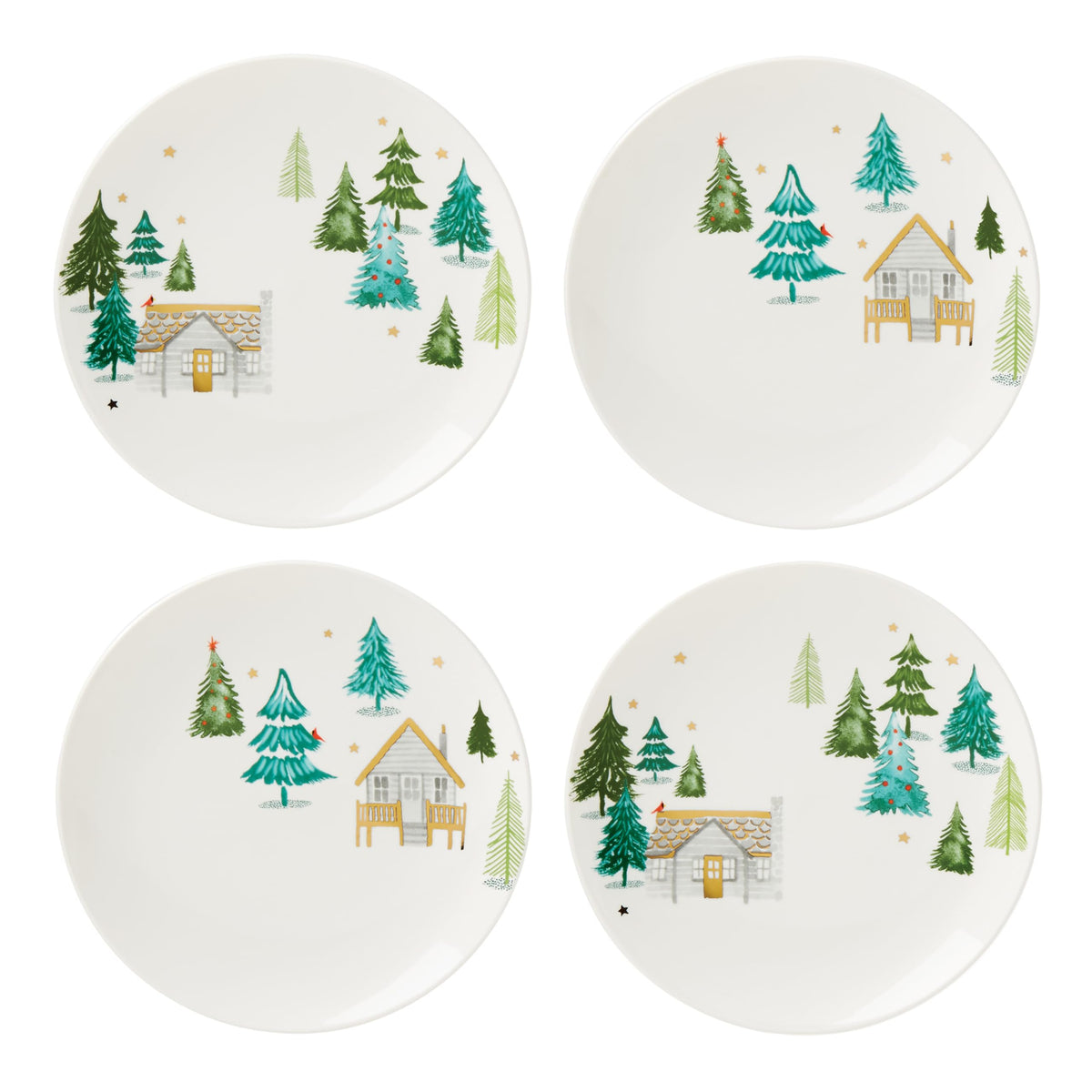 Lenox assiette face montrant scène hivernale et utilité festive