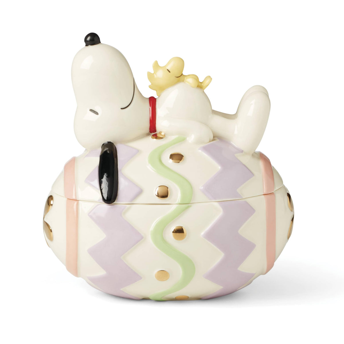 Lenox bonbonnière face avant Snoopy et Woodstock, apporte charme de Pâques
