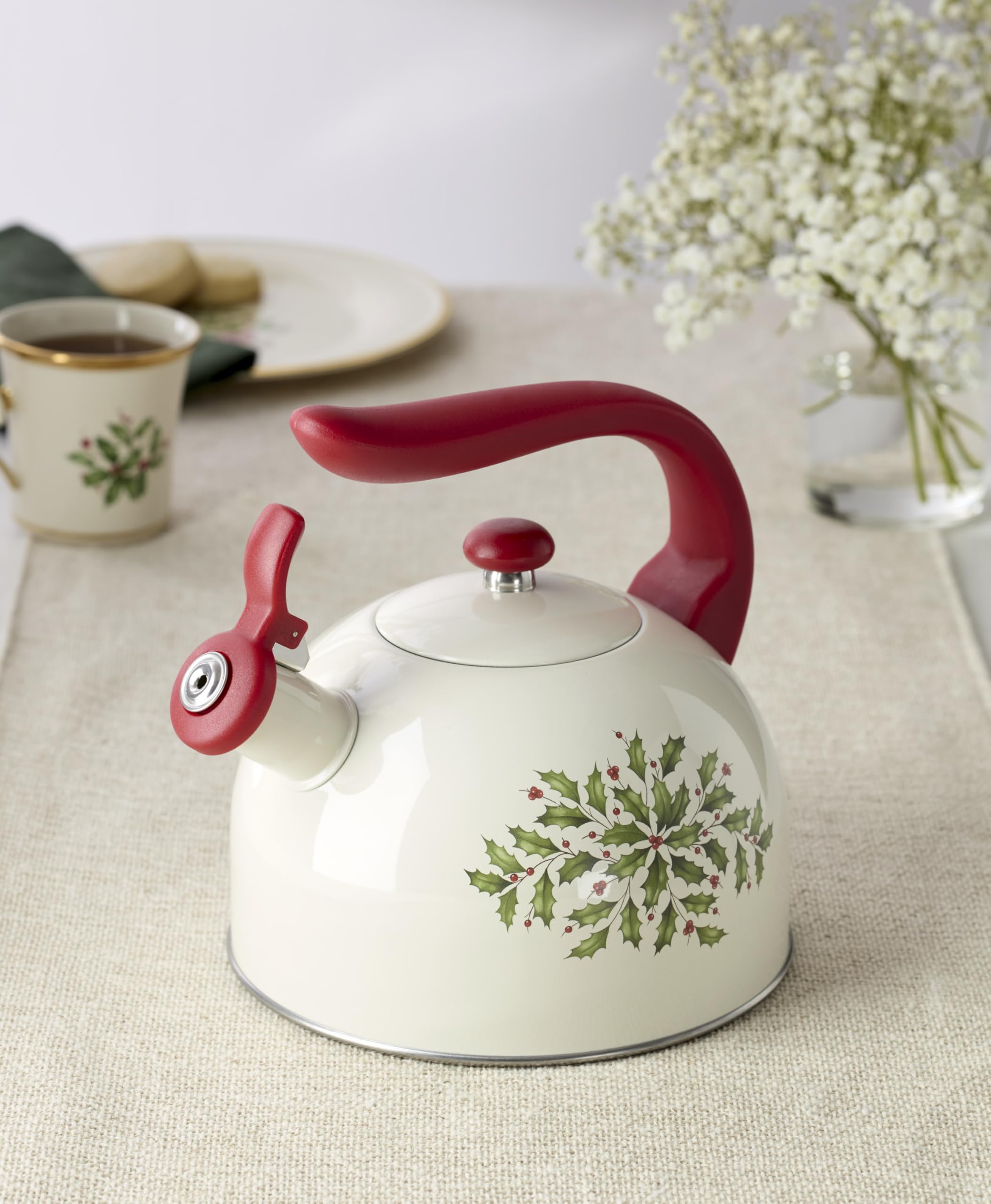 Lenox bouilloire Holiday mise en scène de Noël avec décor et plat de service coordonné