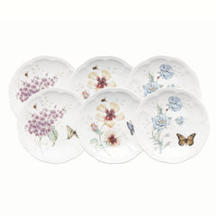 Lenox assiette Butterfly Meadow face avant montrant papillon et bords festonnés pour élégance