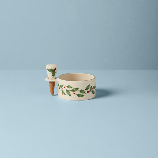 Lenox détail du motif houx avec filets or 24 carats, accent festif raffiné