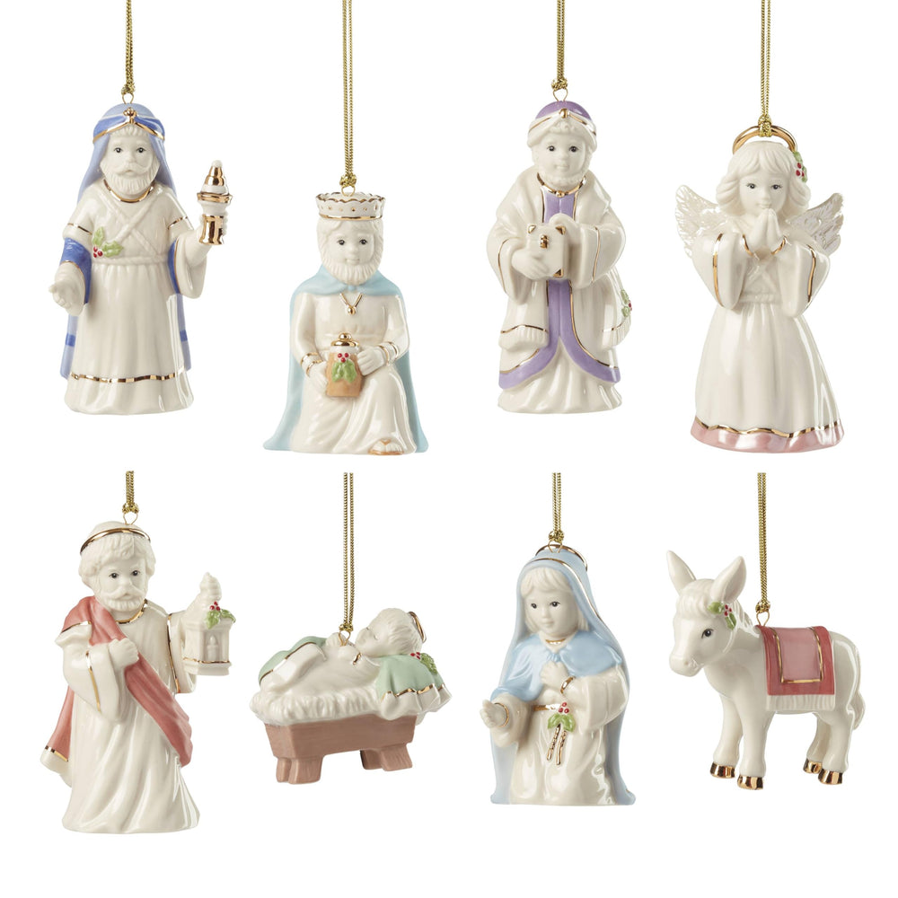 Lenox ornements face avant boîte montrant la crèche, finition élégante et cadeau raffiné