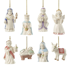 Lenox ornements face avant boîte montrant la crèche, finition élégante et cadeau raffiné