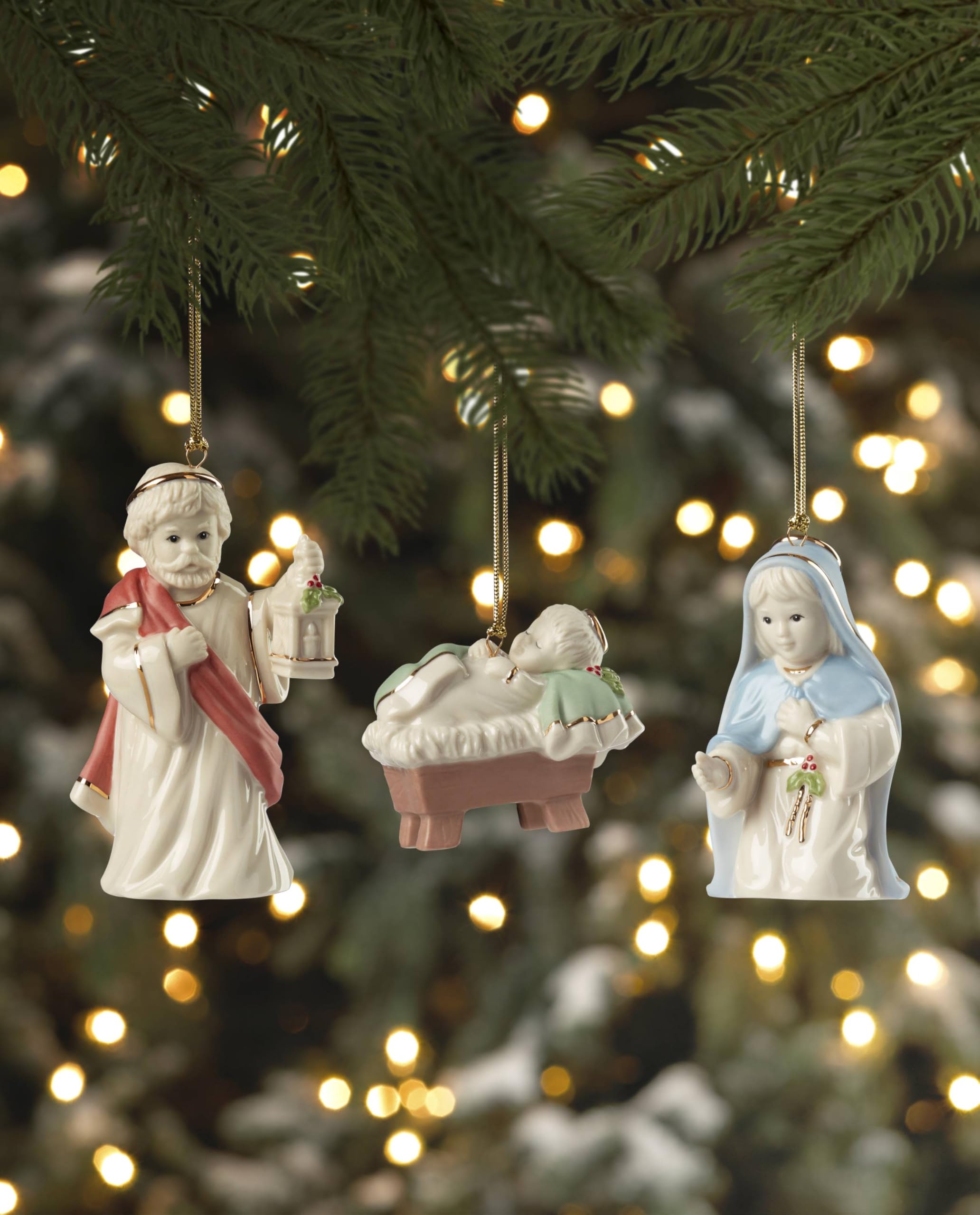 Lenox ornements suspendus au sapin éclairés, mise en scène chaleureuse et festive