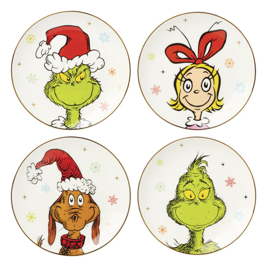 Lenox assiette Grinch face avant montrant motif festif et durabilité