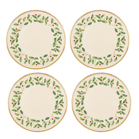 Lenox assiette face décor houx et or 24K, élégance de table