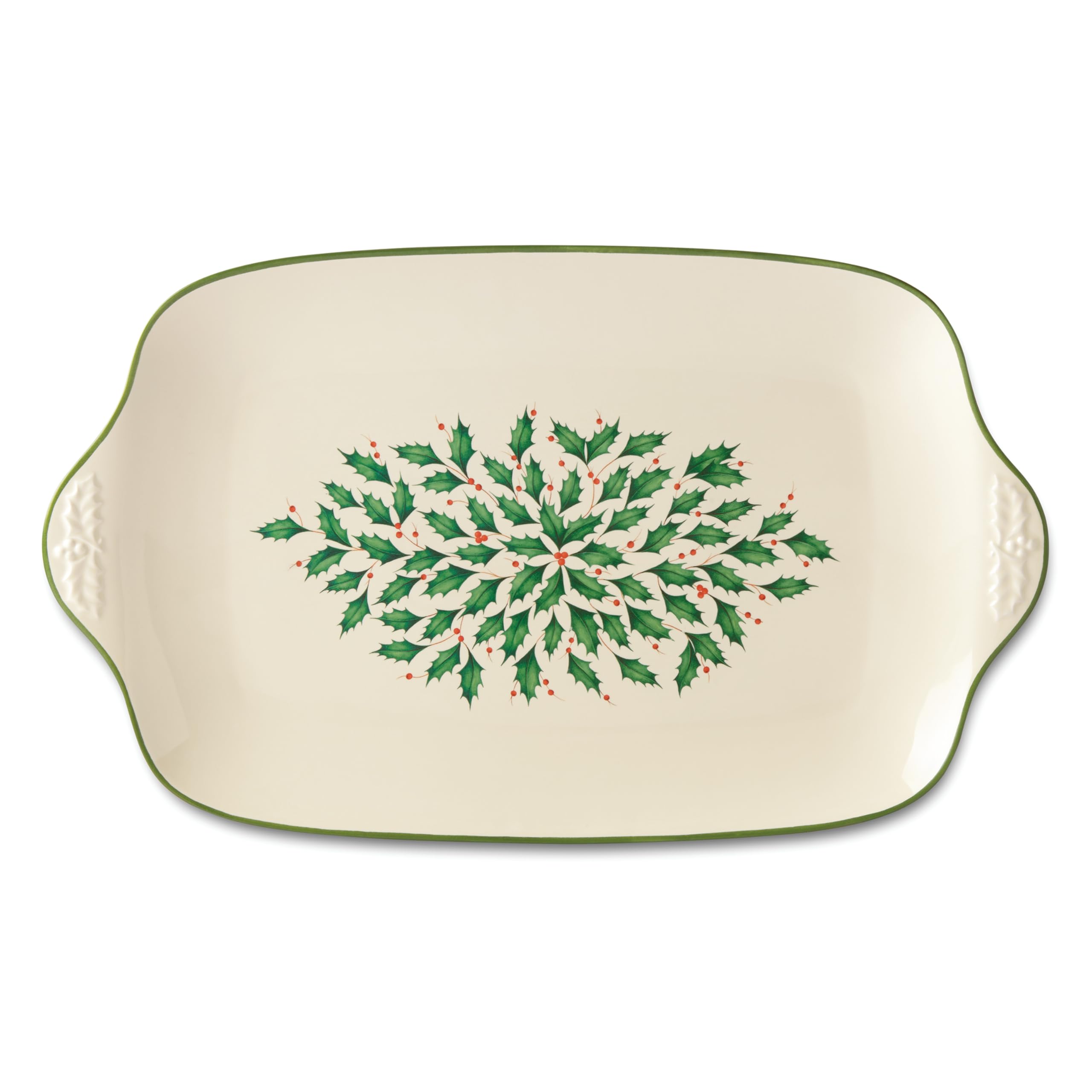 Lenox plat Holiday vu de face avec motif houx et présentation soignée bénéfice esthétique