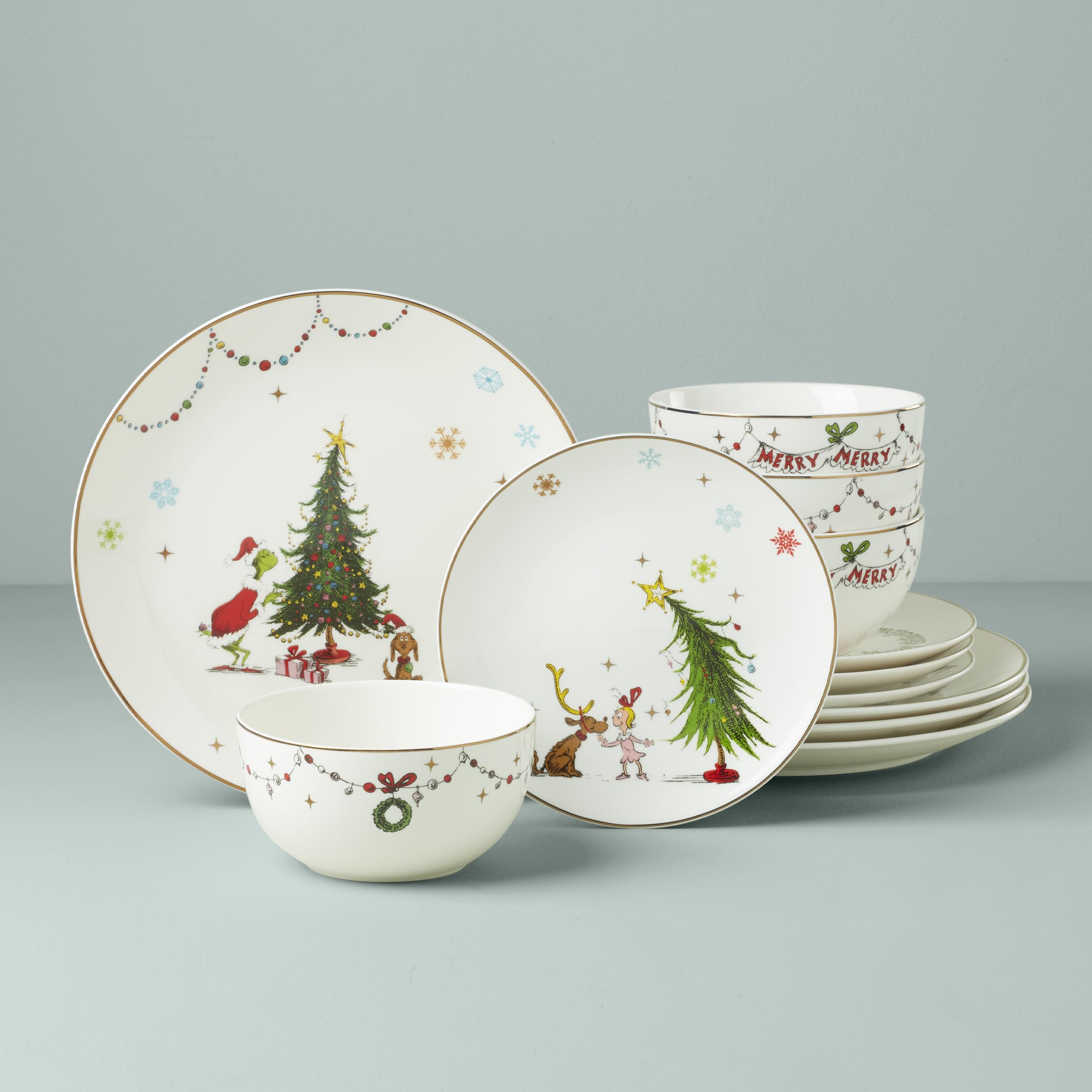 Lenox — gros plan du motif Grinch montrant détails nets et couleurs vives