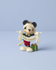 Lenox Mickey gros plan sur le cadeau vert et le noeud doré, détail raffiné